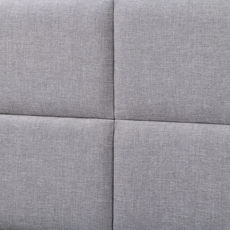 CorLiving Bellevue Adult Twin Upholstered Bed Frame with Wide-Rectangle Tufted Headboard and Slats - No Box Spring Required