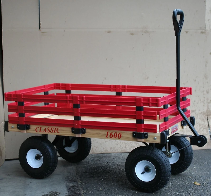 Millside Classic Kids 20" x 38" Wood Wagon with Poly Racks