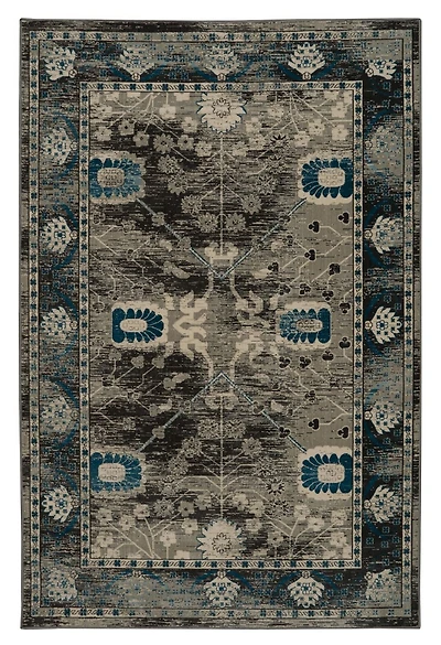 Tapis d'appoint Vintage Ziegler gris & bleu 2 pi x 3 pi