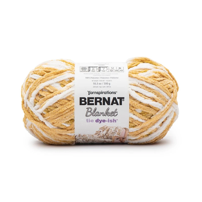 Bernat® Fil Couverture Tie Dye-ish™, Polyester #6 Super Volumineux, 10,5 Oz/300 G, 220 Yards Tissu pelucheux et calin