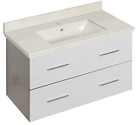 American Imaginations 59-in. W Floor Mount White Vanity Set For 1 Hole Drilling Bianca Carara Top Biscuit UM Sink AI-18677