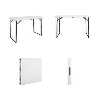 COSCO 4 ft. Centerfold Blow Mold Utility Table, Adjustable Height, White