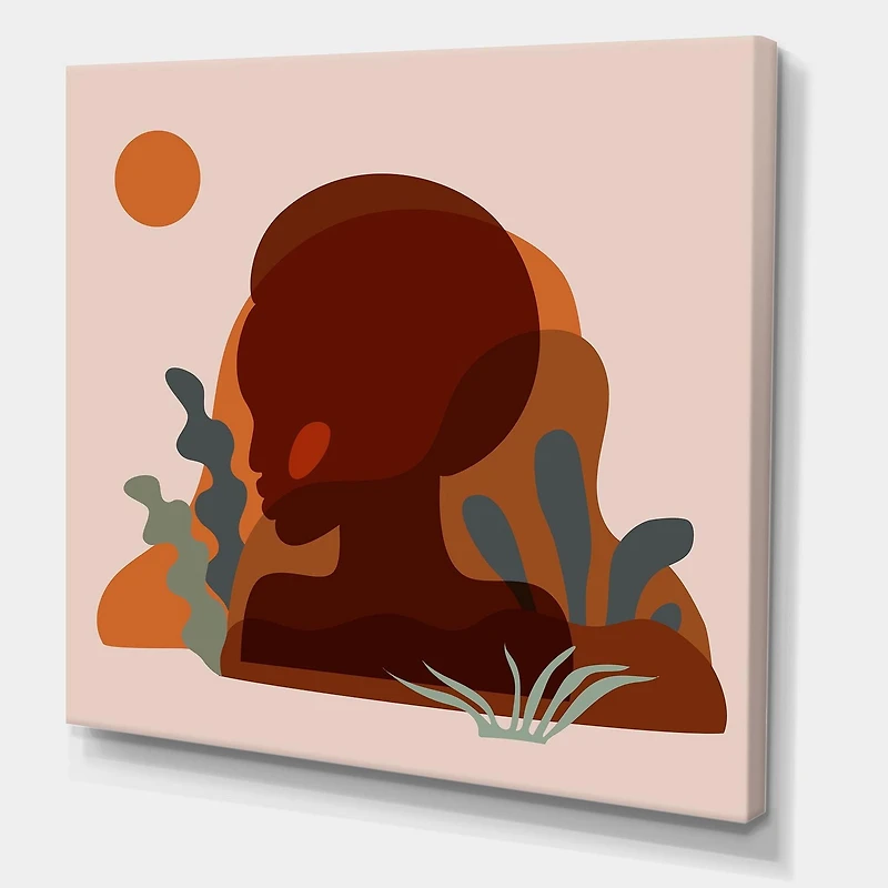 Designart Minimal Silhouette Of Afro American Woman Canvas Wall Art