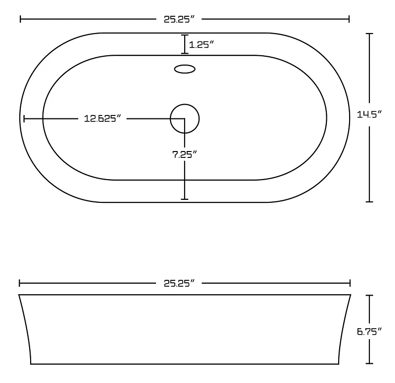 American Imaginations 25.25-in. W Semi-Recessed White Bathroom Vessel Sink Set For Deck Mount Drilling AI-30108