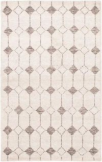 ECARPETGALLERY 4'11" x 8'0" Moroccan Tangier Hand-knotted Area Rug for Living Room, Dining Room and Bedroom in Ivory