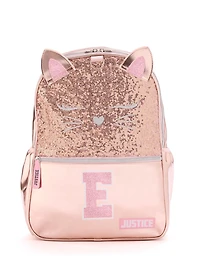 Ensemble sac à dos « E » Kitty rose pailleté Purr-fectly