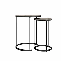 Ensemble de tables basses et bouts de canapé gigognes Camdale d’Ameriwood Home, chêne gris et métal noir