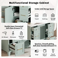 Homy Casa 36 in Moss Green Kitchen Sideboard with Ceramic Sink