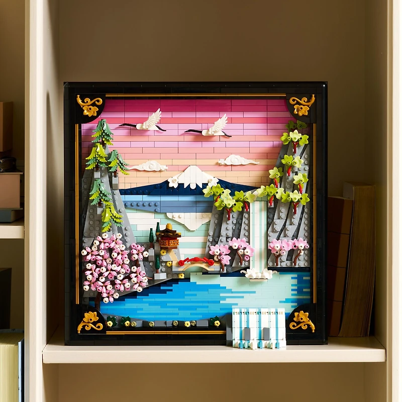 LEGO Art Japanese Cherry Blossom Landscape Building Set for Adults - Room Decoration & Gift for Women & Men, Ages 18+ - Framed Wall Decor, Stand or Hang to Display - 31218