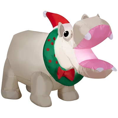 Hippopotame gonflable de Noël HOLIDAY TIME PL 3.5` HIPPO INFLAT