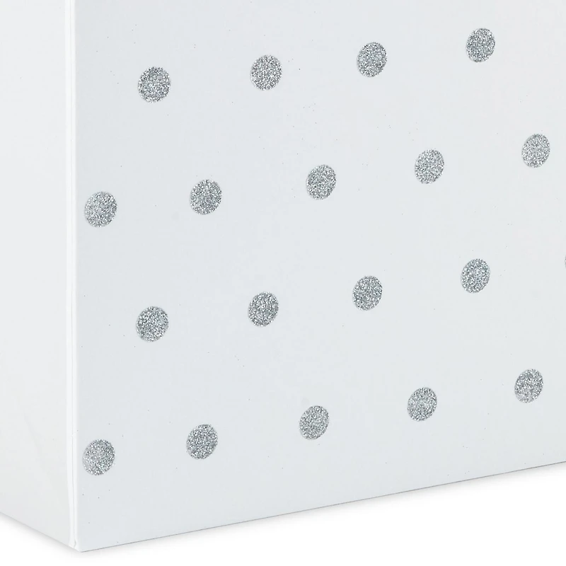 Très grand sac-cadeau de 20 po avec poignées, Hallmark (paillettes blanches et argentées) pour les fêtes, les mariages, les remises des diplômes, Noël