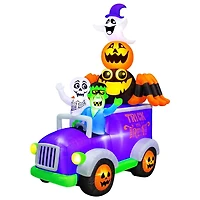 Occasions Halloween 10.5 Foot Inflatable Halloween Truck with Skeleton, Frankenstein, Spider, Pumpkin and Ghost