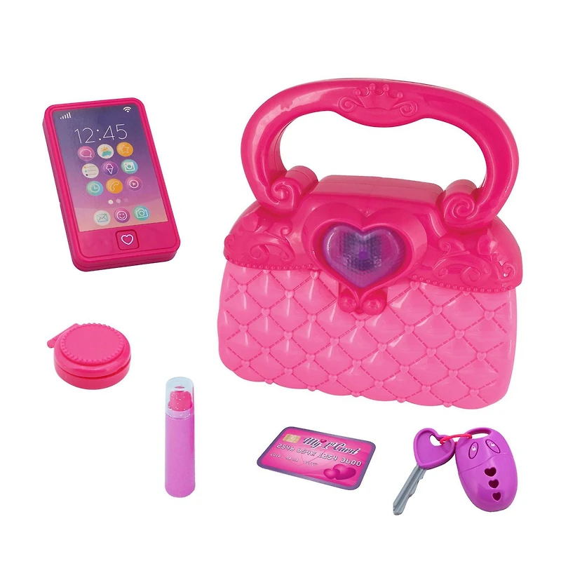 Kid Connection My First Purse with Light 6 Piece Pretend Playset for Ages 3+, 6pcs Set