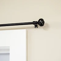 Mainstays 1/2" Black Filagree Knob Adjustable Curtain Rod Set, 48"-84"