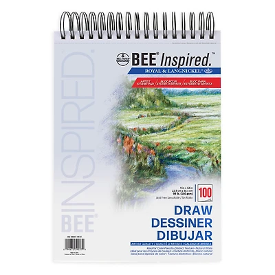 Bee Paper - Bee Inspired 9"x12" Studio Drawing Paper Pad, 100 Sheets, 98lb. 160GSM | BEE-90086T-100 |, BEE PAPER 9X12 TW DRW PAD STDO