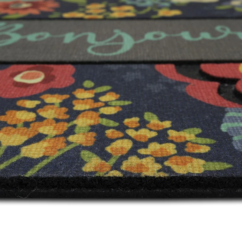 Mainstays Floral Bonjour Polyester Door Mat 18x30