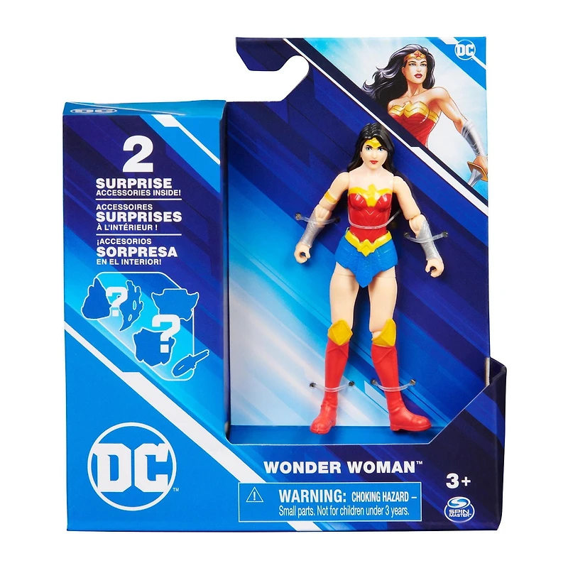 DC Comics, Figurine articulée Wonder Woman de 10 cm avec 3 accessoires mystère, pour les enfants à partir de 3 ans