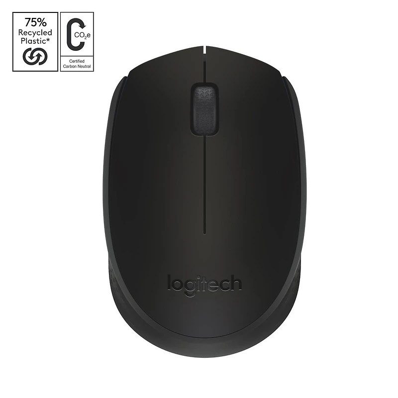 Logitech Souris Sans Fil M170, 2,4 GHz , Avec récepteur USB ultra-discret - Noir Vie de la batterie de 12 mois