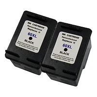 L-ink 2 Pack Compatible HP 60XL High Yield Black Ink Cartridge (CC641WN)
