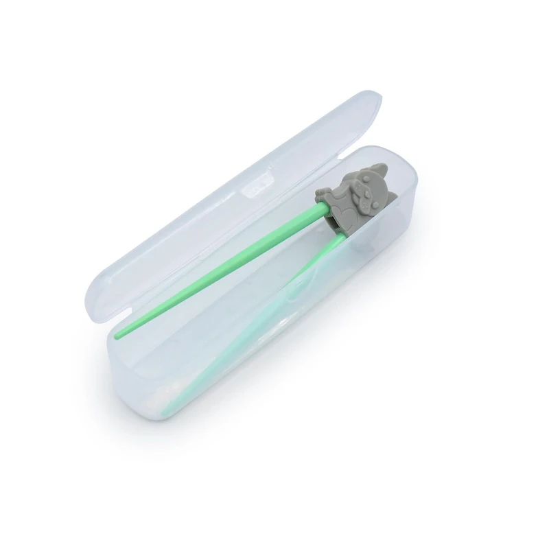 Melii Toddler and Kid Learning Chopstick Set with Case - Bulldog, Cat, Shark, Bear