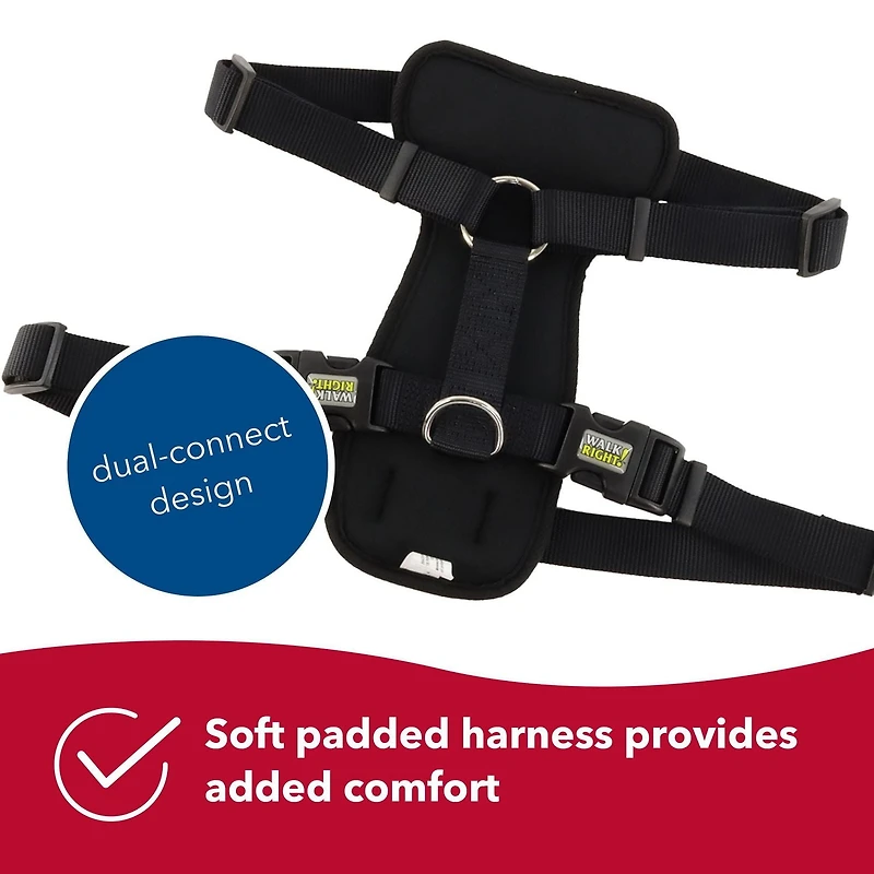 Coastal Pet Products Large Black Walk Right! Front-Connect Padded Dog Harness, Large Dog Harness