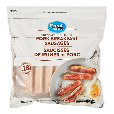 Great Value Pork Breakfast Sausages, 1 kg
