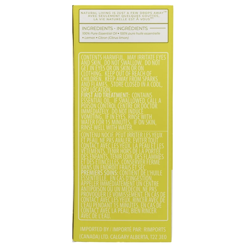 Huile essentielle 100% ScentSationals, Citron 15 ml (0,5 une fois liquide)