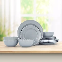 Ensemble de 12 couverts BU Scallop bleu