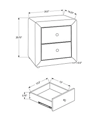 Monarch Specialties Bedroom Accent, Nightstand, End, Side, Lamp, Storage Drawer, Bedroom, Upholstered, Pu Leather Look, Grey, Transitional
