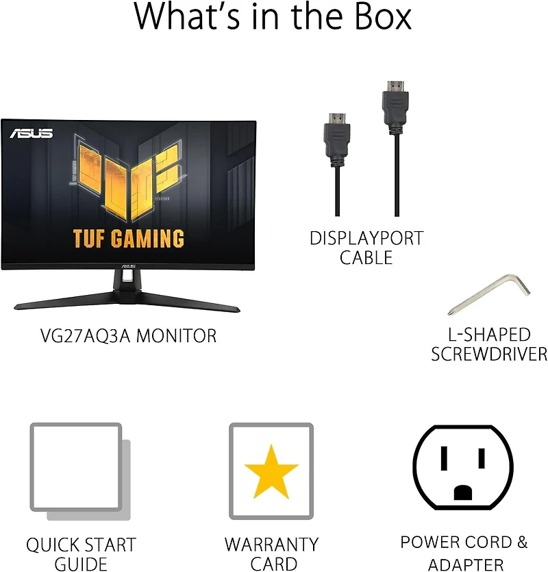 ASUS TUF VG27AQ3AZ – 27", QHD, 180Hz, IPS rapide, ELMB Sync, 1ms, FreeSync Premium, G-Sync