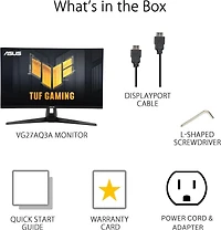 ASUS TUF VG27AQ3AZ – 27", QHD, 180Hz, IPS rapide, ELMB Sync, 1ms, FreeSync Premium, G-Sync