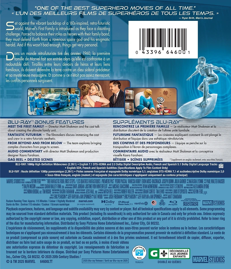 Fantastic Four, The: First Steps - Bilingual - Blu-ray | Marvel Studios | Action, Sci-Fi | Starring Pedro Pascal, Vanessa Kirby