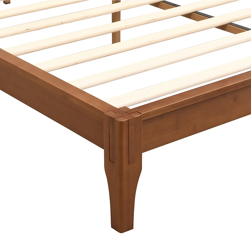 Noble House 12 Inch Full Size Solid Dry Bamboo Wood Platform Bed Frame,Brown