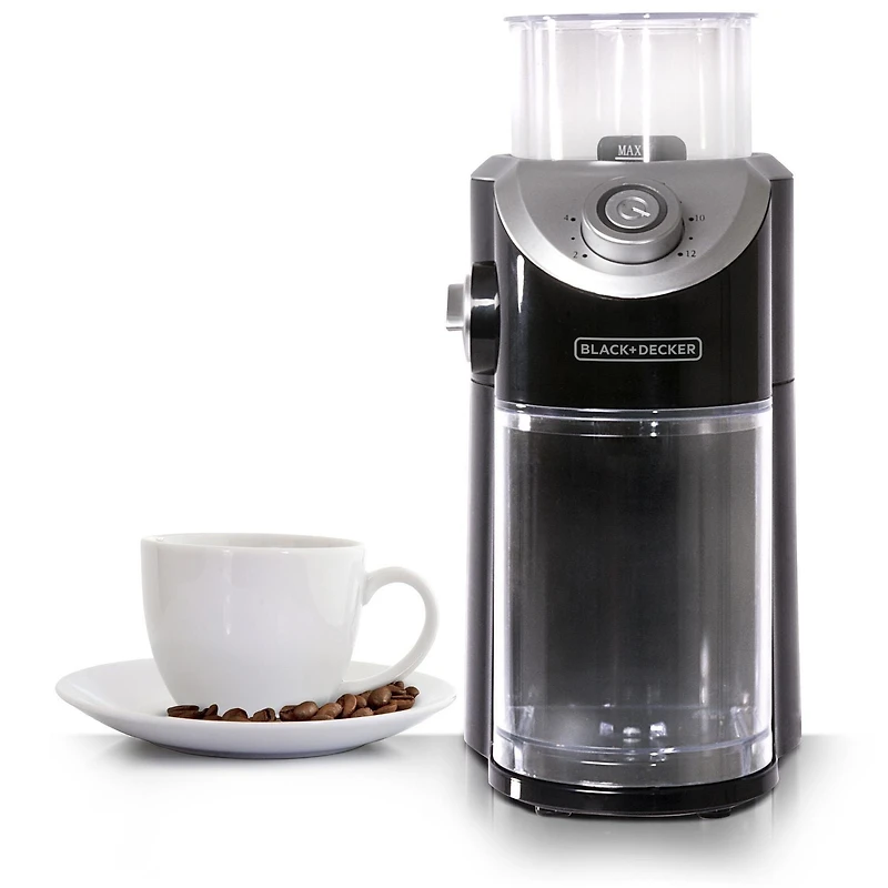 Broyeur à café Burr Mill de Black + Decker en argent et noir Moulin à café réglable