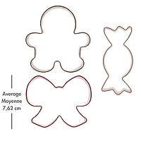 Holiday Time 3-Piece Stainless Steel Cookie Cutters, Gingerbread, Bow and Candy Shapes