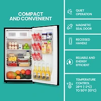 Koolatron Réfrigérateur compact de 3,2 pi³ avec congélateur, mini-réfrigérateur noir élégant pour la cuisine et le bureau