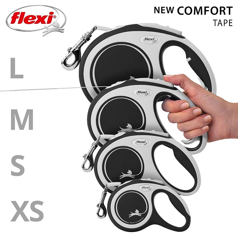 Flexi New Comfort Large 8m Black Tape Retractable Dog Leash