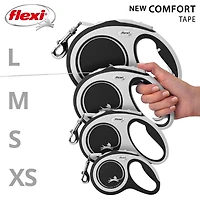 Flexi New Comfort Large 8m Black Tape Retractable Dog Leash