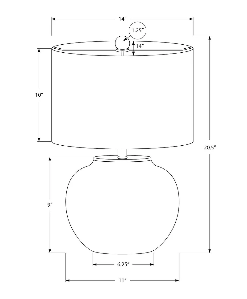 Monarch Specialties  Luminaire, 21"h, Lampe De Table, Crème, Teinte Ivoire / Crème, Moderne