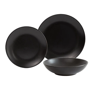 Safdie & Co. Ensemble de Vaisselle de Luxe en Grès 12 Pièces Service pour 4 Ebony