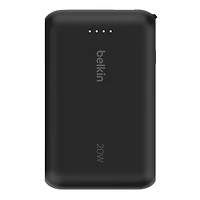 Belkin BoostCharge Portable Power Bank, 2.2in/5.7cm Integrated Cable 10,000mAh PD 20W Fast Charge USB-C Power Delivery, Portable iPhone Charger for iPhone 15 Series, iPad Pro, Galaxy S24 & More Black, BEL 10K 20W CABLE PWRBNK BLK