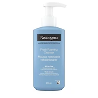 Nettoyant moussant frais pour le visage Neutrogena, Démaquillant tout-en-un pour les peaux normale à grasse, Nettoie en profondeur et élimine le maquillage hydrofuge, Sans savon 251 mL