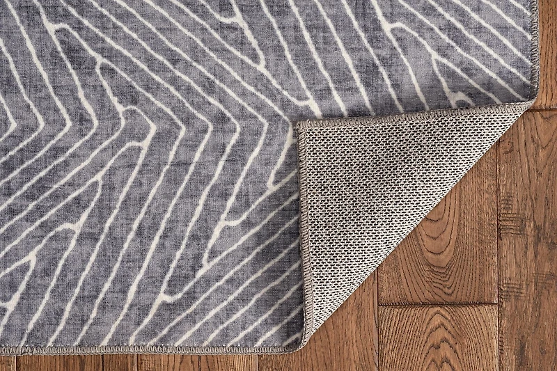 Fuller 3' x 5' Washable Accent Rug, Grey and Ivory