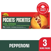 McCain® Pizza Pockets® Pepperoni, Made in Canada from domestic and imported ingredients, 3 x 100g