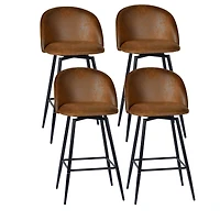 Homy Casa Modern Set of 4 Swivel Bar Stool, Comfortable 360 Degree Upholstered Seat, Stylish Faux Suede with Black Legs, Brown