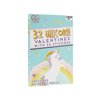Studio 2/14 Unicorn Valentine's Day Cards, 32 Count, Classroom Exchange ards