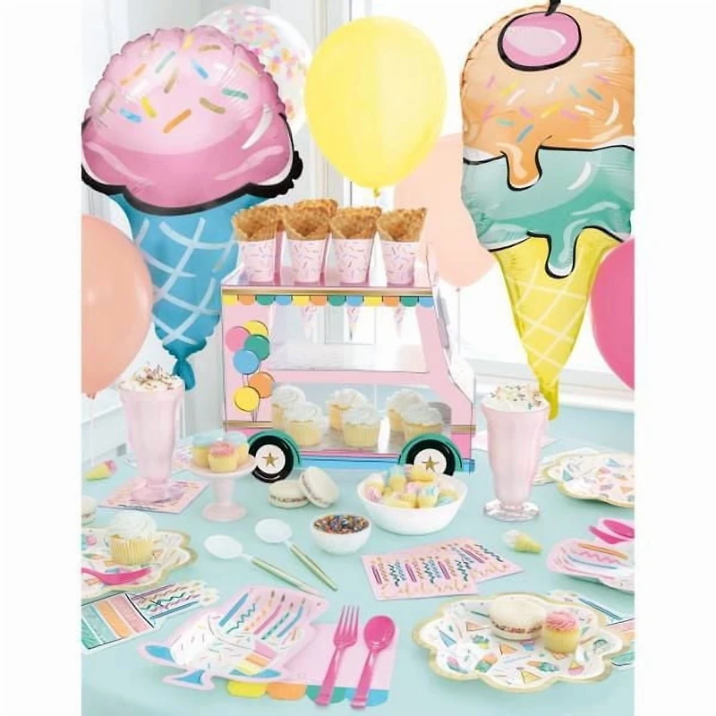 Rainbow Birthday Sweets Shaped-Edge 8.25" Paper Plates, 8ct Foil Stamped plates measure 22.2cm