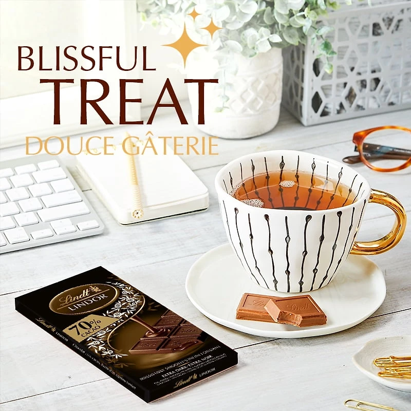 Chocolat noir LINDOR à 70 % de cacao de Lindt – Barre (100 g) Tablette/Barre 100g