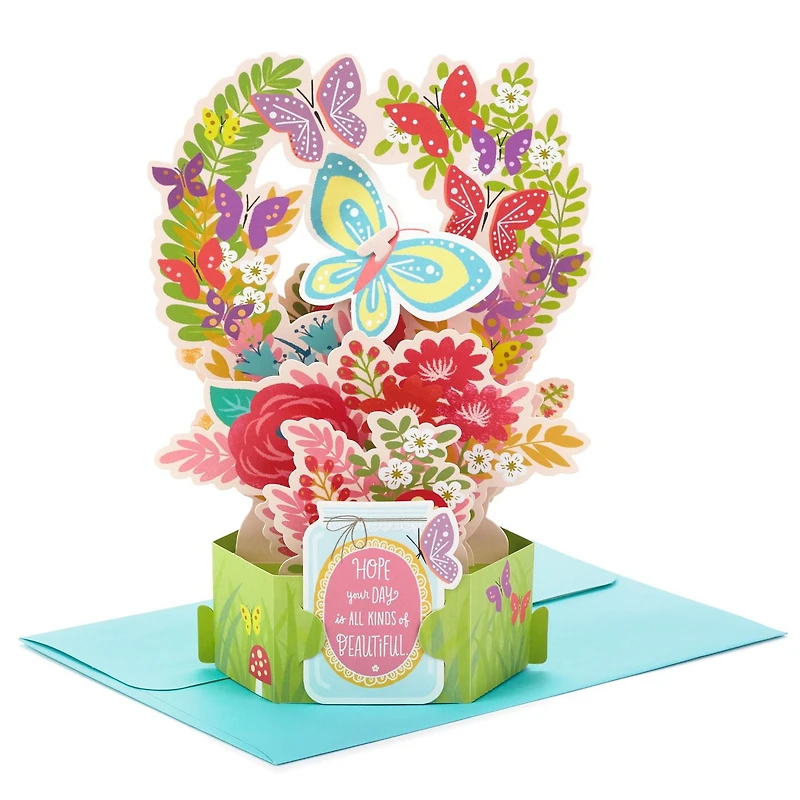 Carte en relief, Paper Wonder de Hallmark (Fleurs et papillons) pour la fête des Mères, le printemps, les fêtes, « Je pense à toi », félicitations, ou les autres occasions