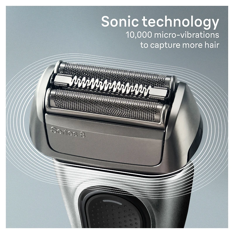 Rasoir électrique Braun Series 8, 4+1 éléments & tondeuse de précision pour poils longs, centre SmartCare 5 en 1, de près & en douceur même sur les barbes denses, étui pour chargement mobile, peau sèc